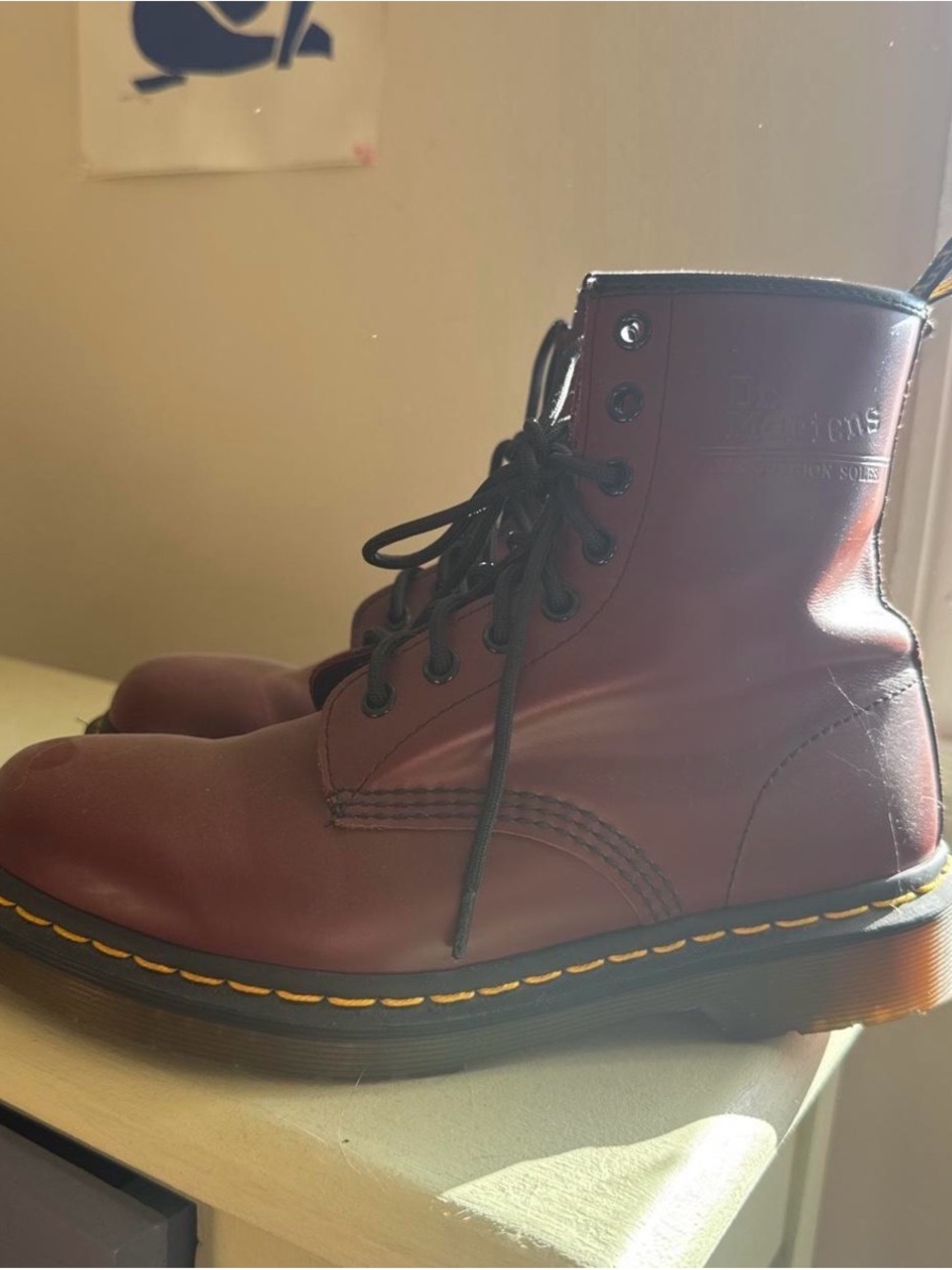 Dr. Martens Men's Cherry Red Leather Lace-Up Boots